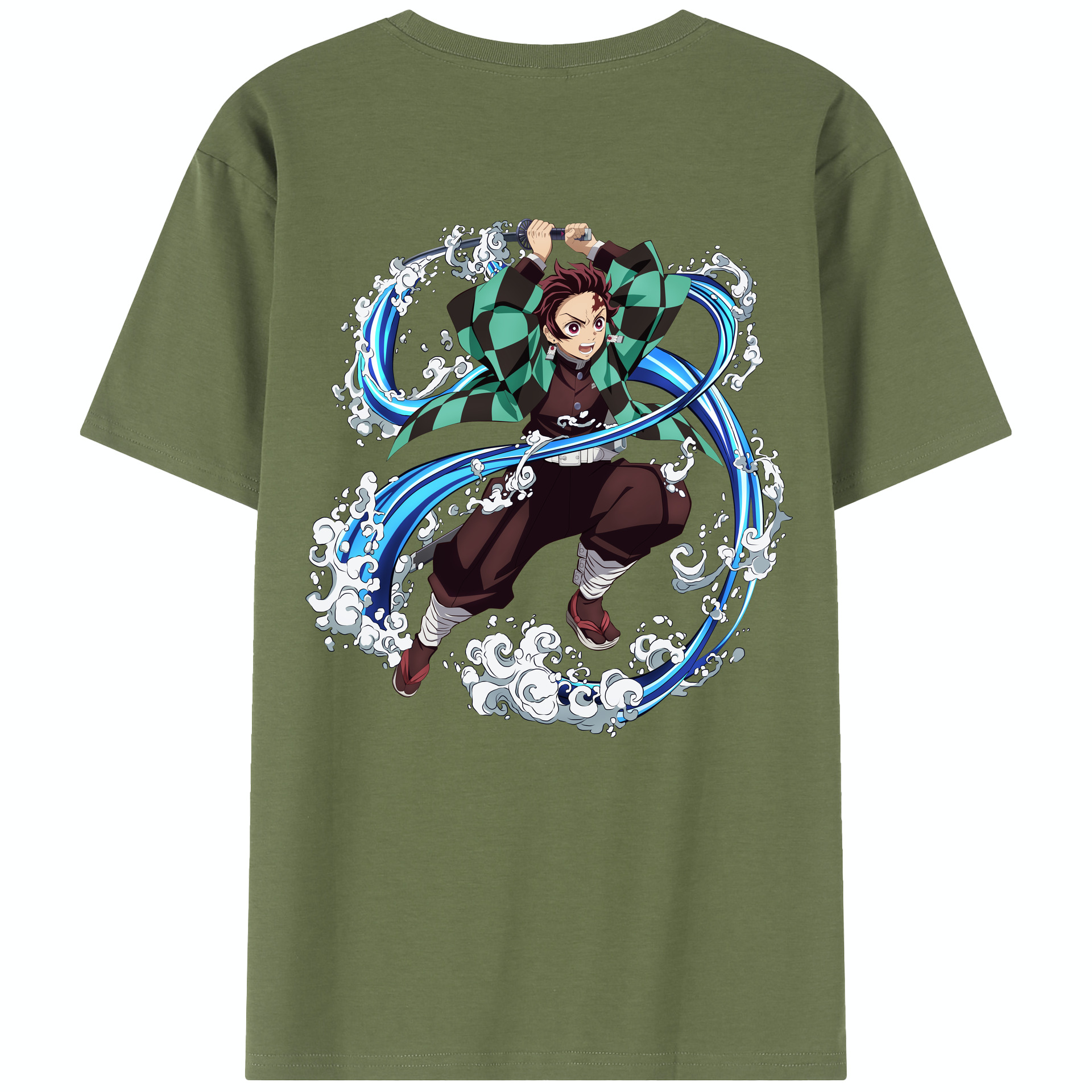 （画像用） 鬼滅の刃 竈門 炭治郎／かまど たんじろう Kamado Tanjirou 綿100％半袖Tシャツ（背面プリント）